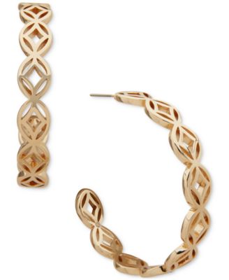 Anne Klein - Gold-Tone Cutout Medium C Hoop Earrings, 1.65"