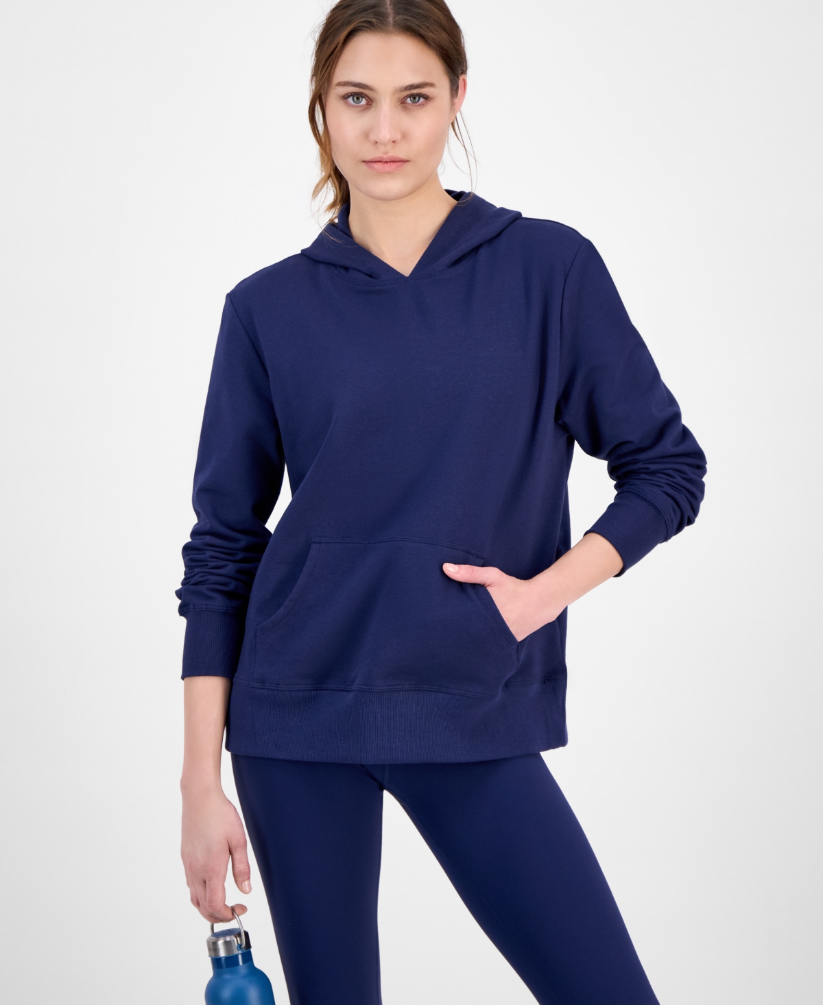Id Ideology Women's Kangaroo-pocket Fleece Hoodie, Created For Macy's In Blue