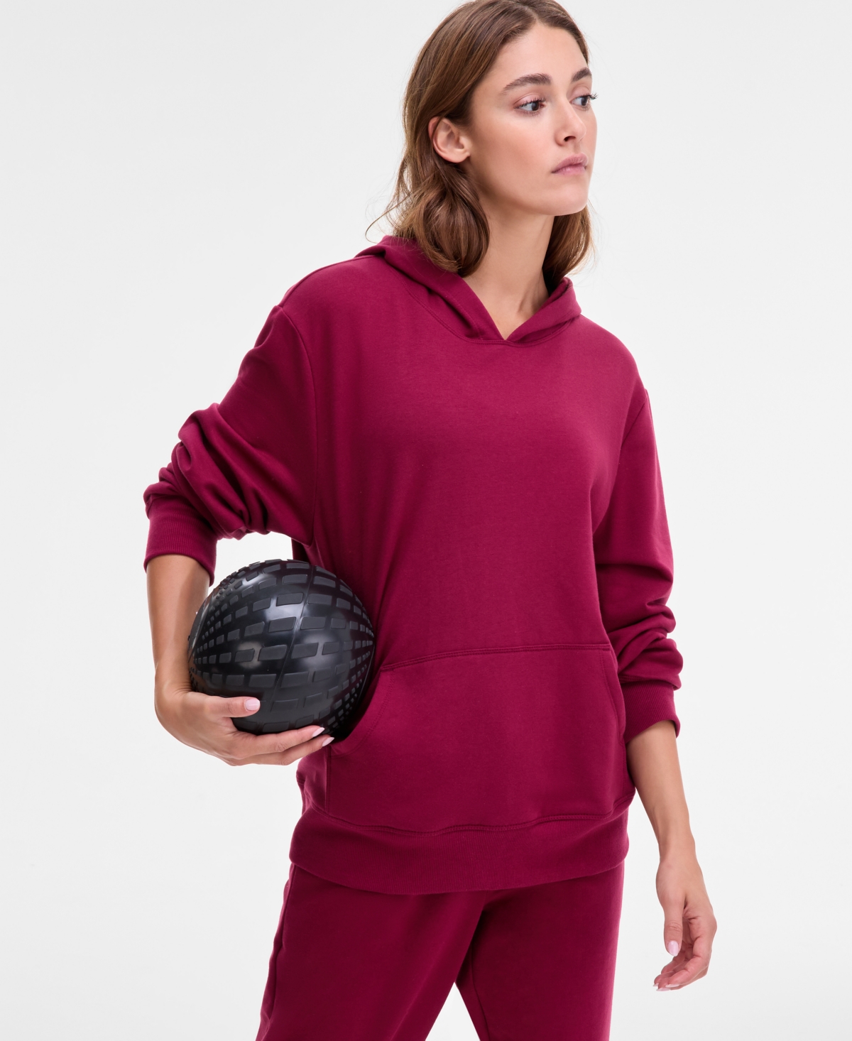 Id Ideology Women's Kangaroo-pocket Fleece Hoodie, Created For Macy's In Red