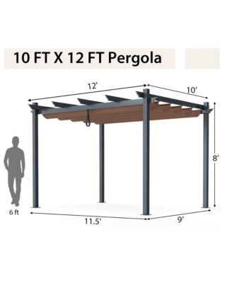 10x12ft Outdoor Aluminum Retractable Pergola Canopy Shelter Grape Trellis