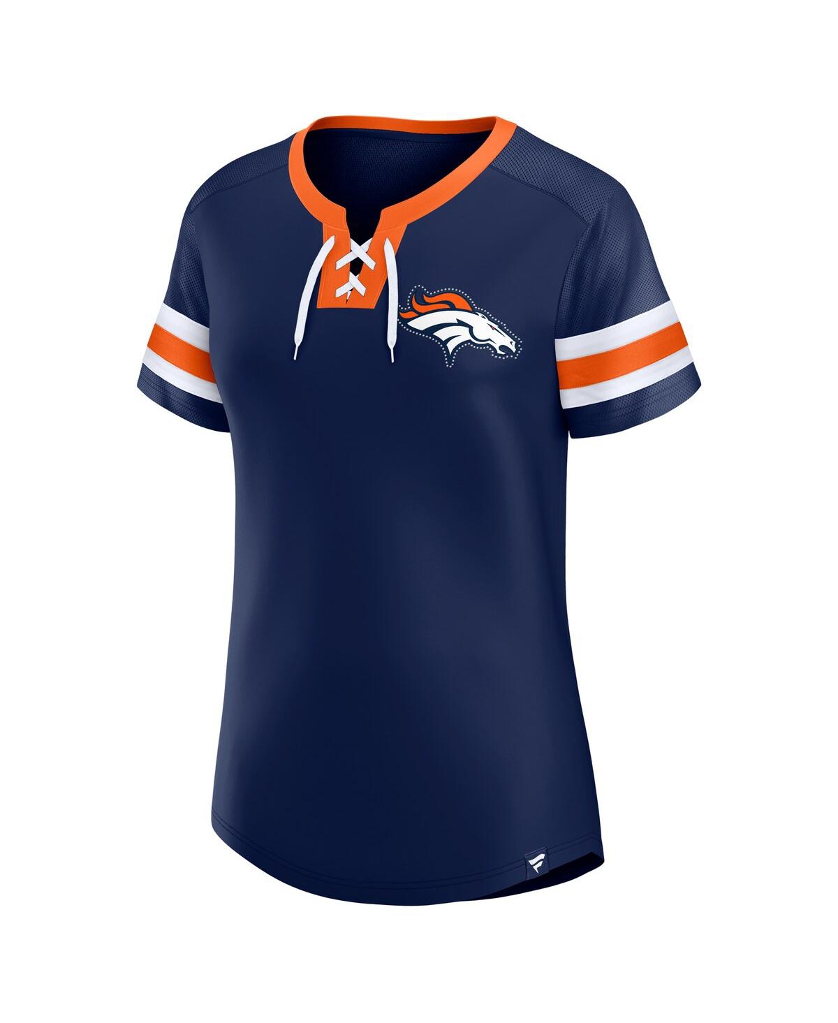 Fanatics Women's Navy Denver Broncos Bling Athena Jersey Style Lace-up T-shirt In Blue
