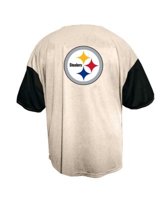 Men's Cream Pittsburgh Steelers Full-Button Short Sleeve T-Shirt