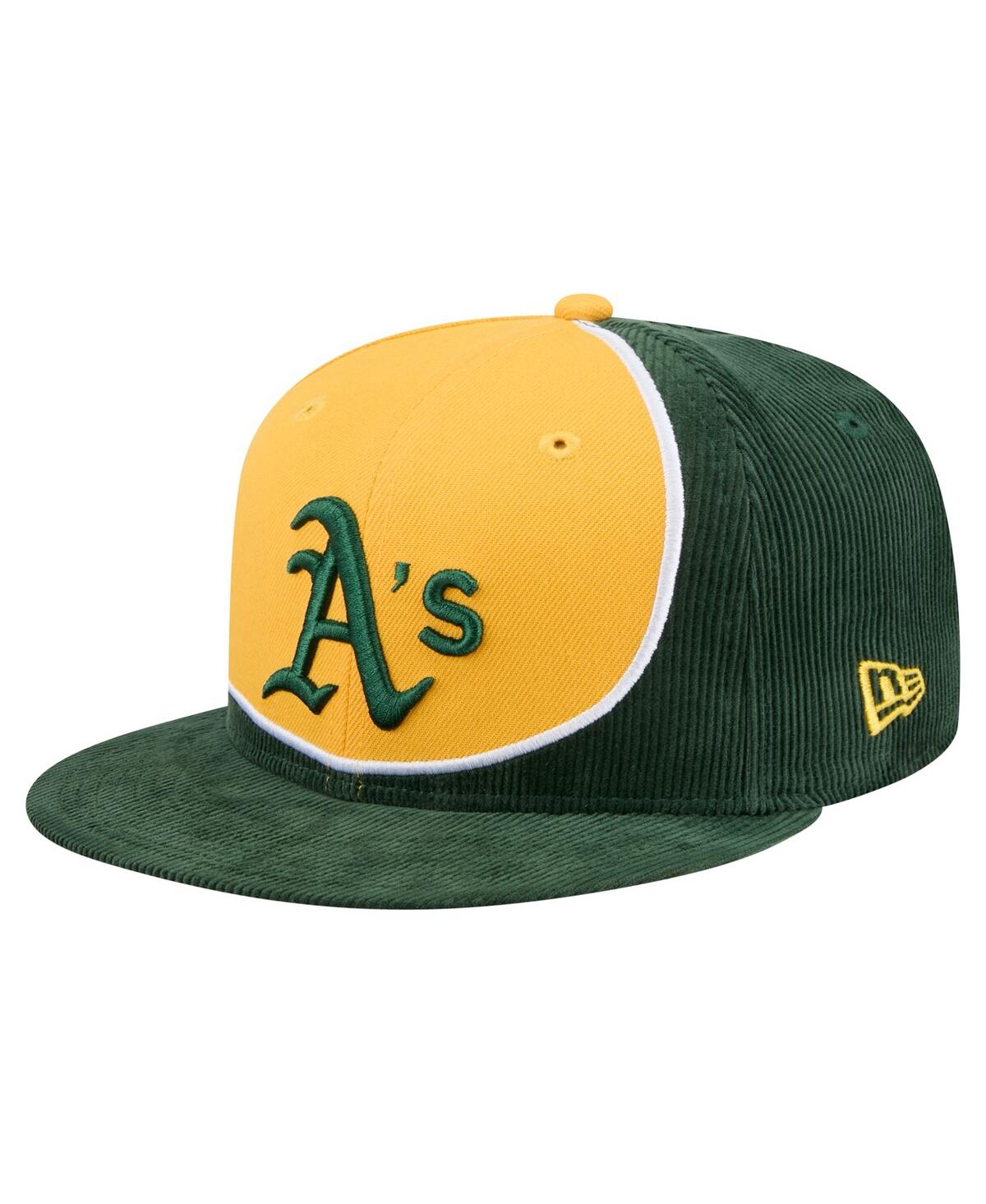 Men's Green/Gold Athletics Retro Split Corduroy Snapback Hat - Green, Gold