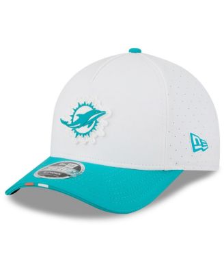 New Era - Men's White/Aqua Miami Dolphins 2025 NFL Training Camp A-Frame 9FORTY Adjustable Hat