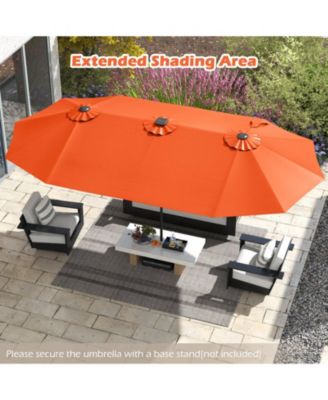 15.5 FT Double-sided Patio Umbrella with Solar Lights Outdoor Twin Size Umbrella
