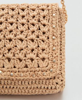 Women's Studs Natural Fiber Shoulder Bag