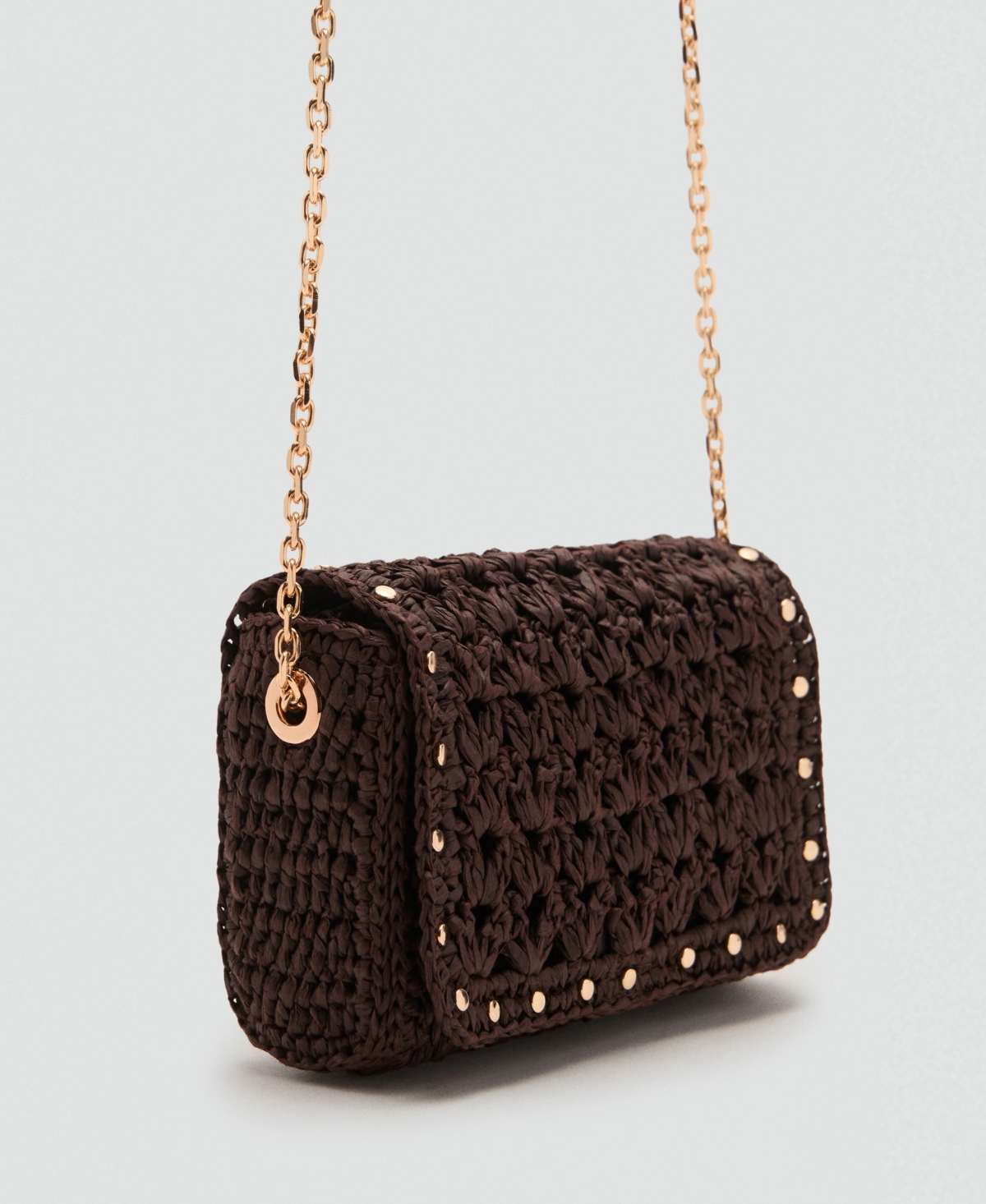 Women's Mini Natural Fiber Crossbody Bag - Chocolate