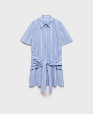 Women's Striped Knot Shirt Dress