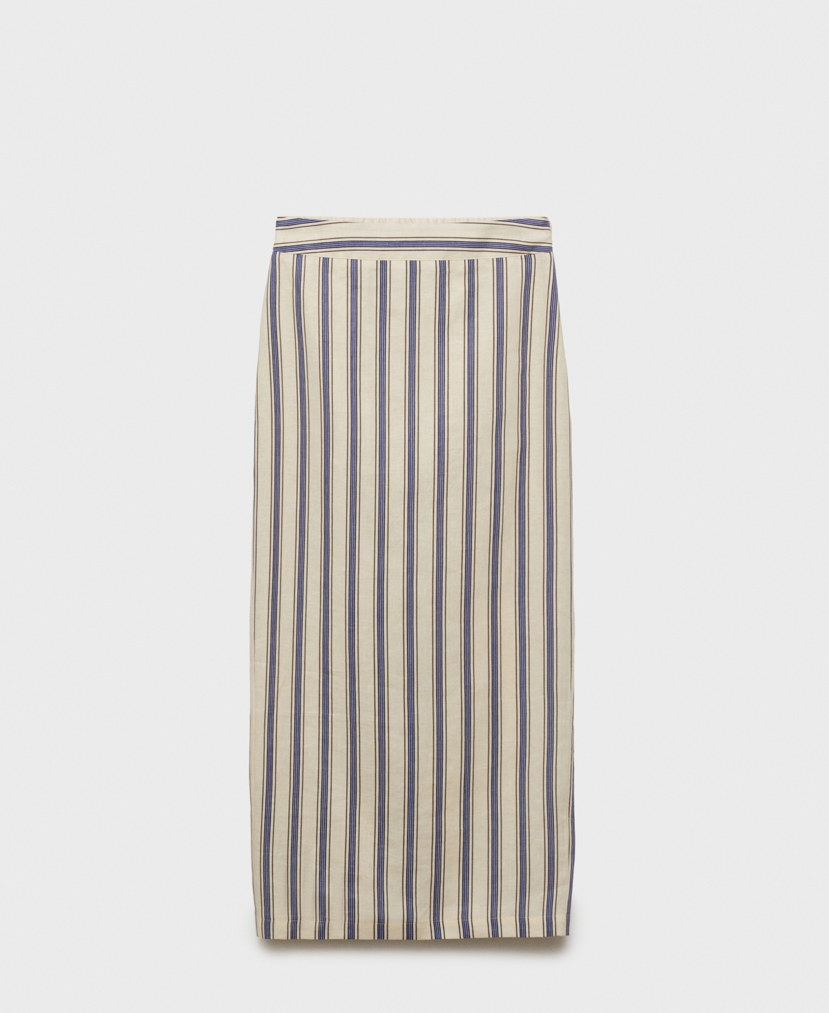 Women's Striped Linen Skirt - Ecru