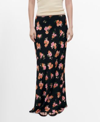 MANGO - Women's Lace Trim Floral Skirt