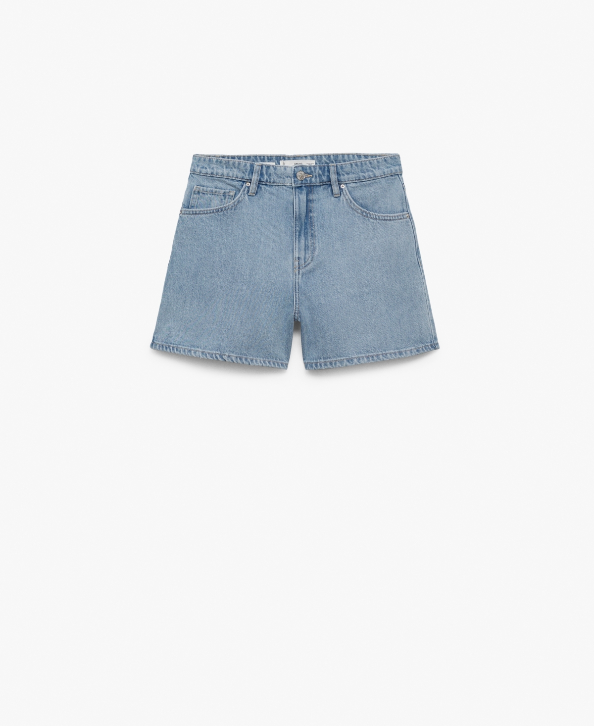 Women's High-Waisted Straight-Fit Denim Shorts - Light Blue
