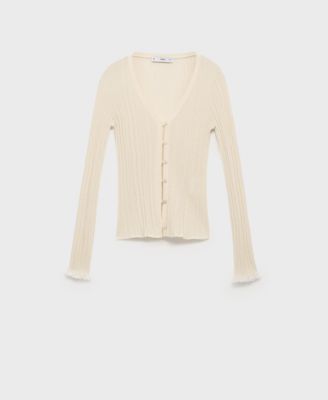 MANGO - Women's Contrast Trim Cardigan