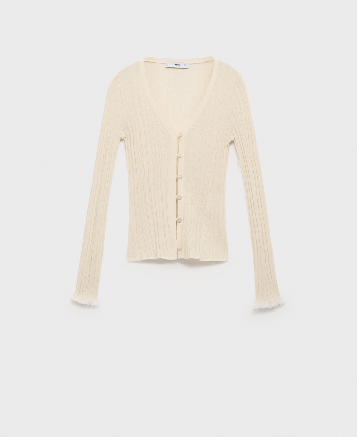 Mango Contrast Trim Cardigan In Neutral