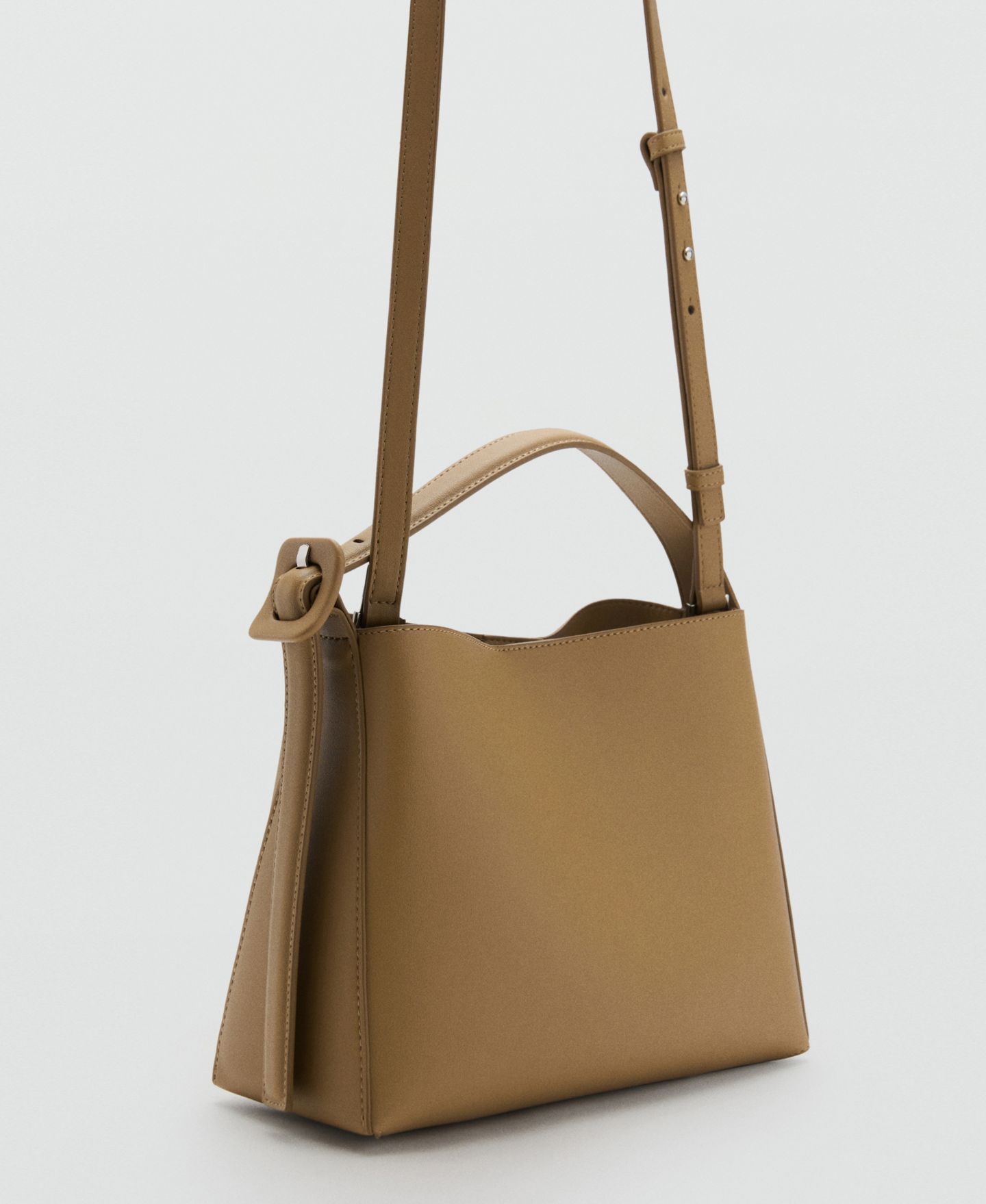 Женская сумка MANGO Buckle Mini Shopper, цвет: Хаки — фото 2