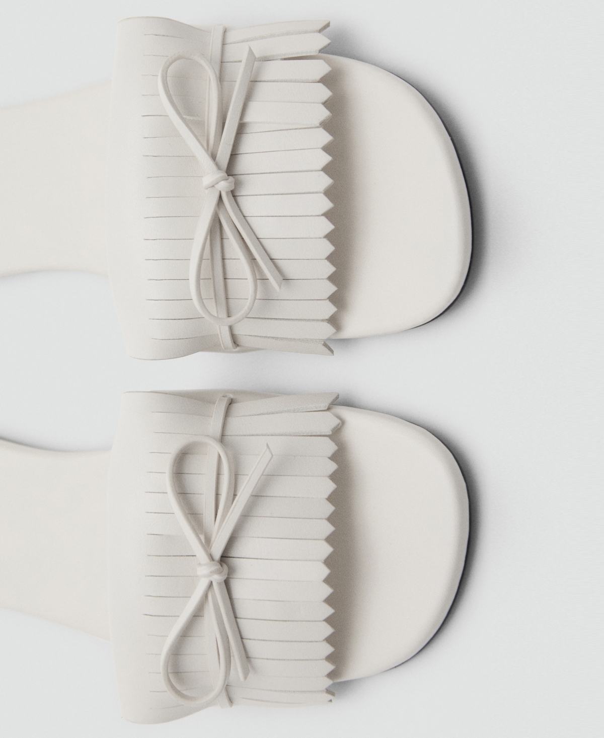Mango Fringed Sandals With Bow Detail White In White