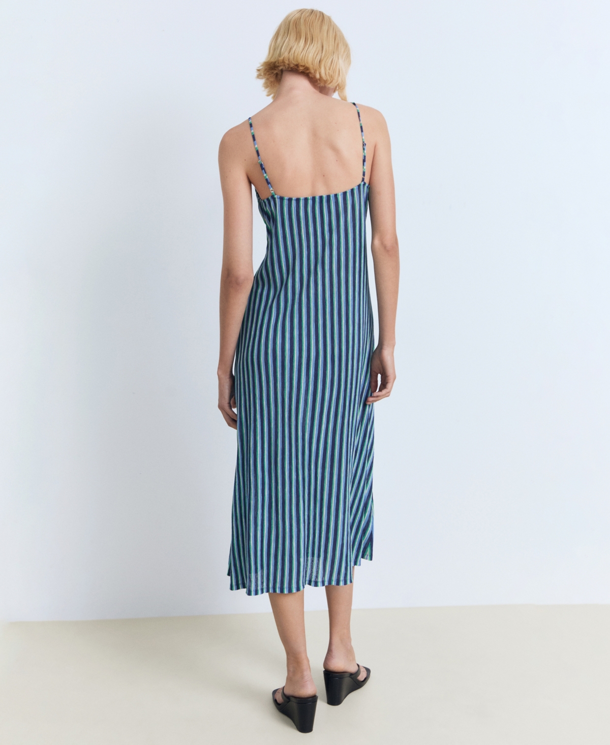 Mango Stripe Maxi Dress In Blue