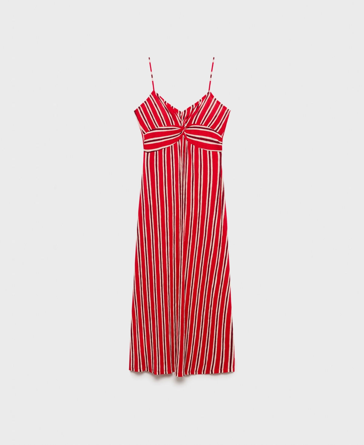 Mango Striped Gathered Dress Red In Red