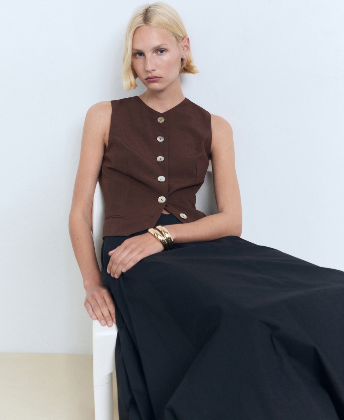 Mango Gilet Costume Boutons Marron - Femme - Xl -  In Brown