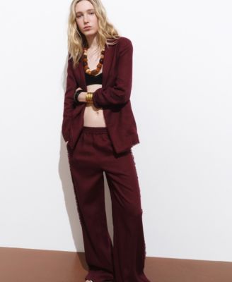 Women's Frayed Ends Linen Suit Pants