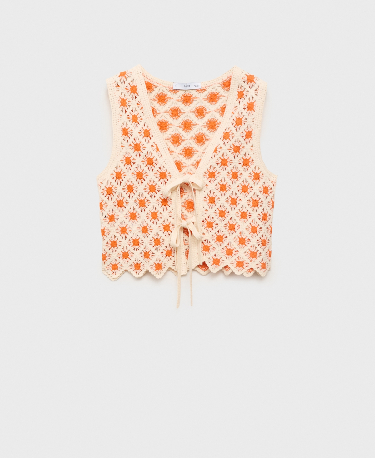 Women's Crochet Ties Top - Orange