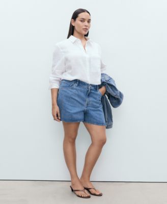 Women's High-Waisted Straight-Fit Denim Shorts