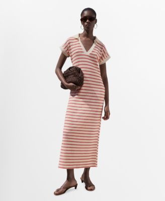 MANGO - Women's Long Striped Knitted Dress