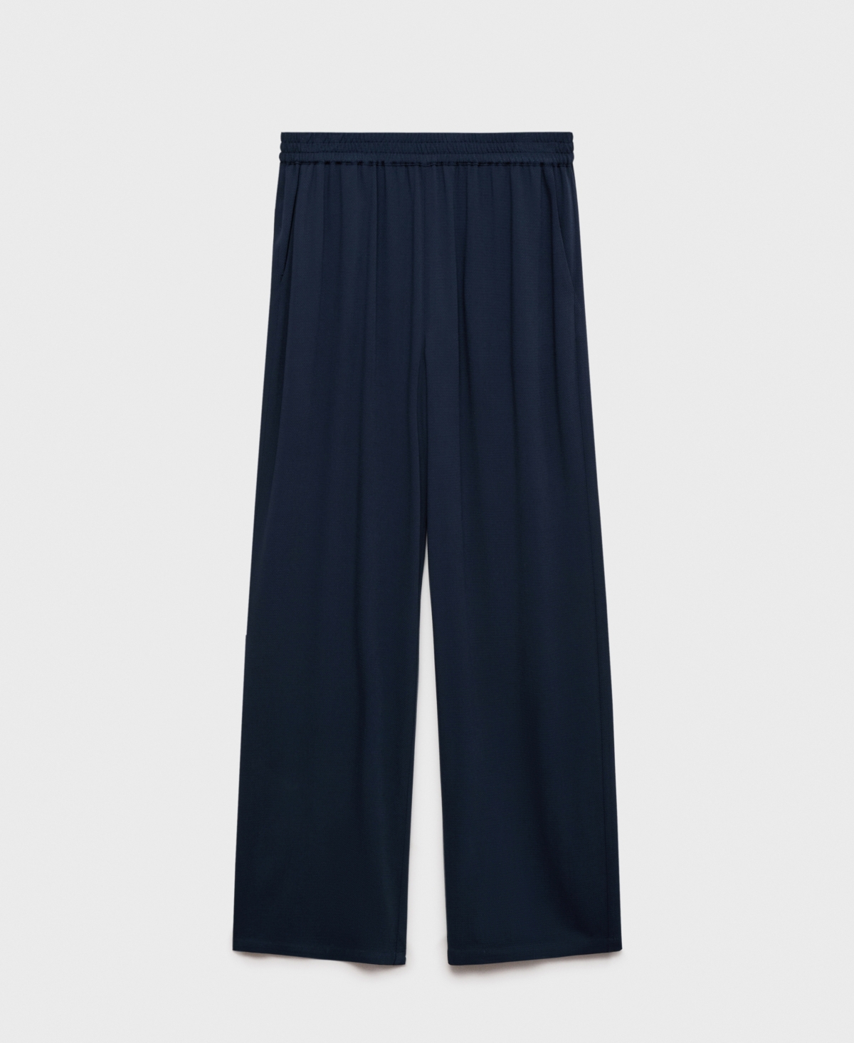 Mango Pull On Wide Leg Pants In Blue