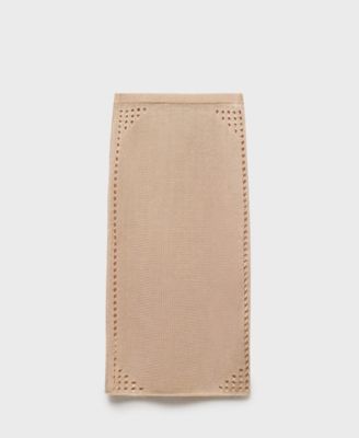 MANGO - Women's Openwork Details Lurex Pencil Skirt