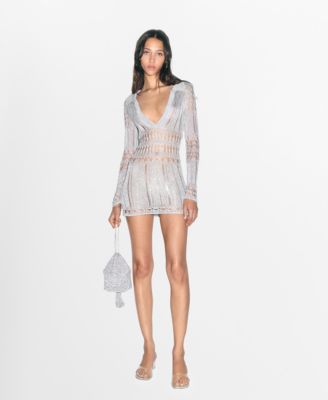 MANGO - Women's Openwork Details Short Lurex Dress