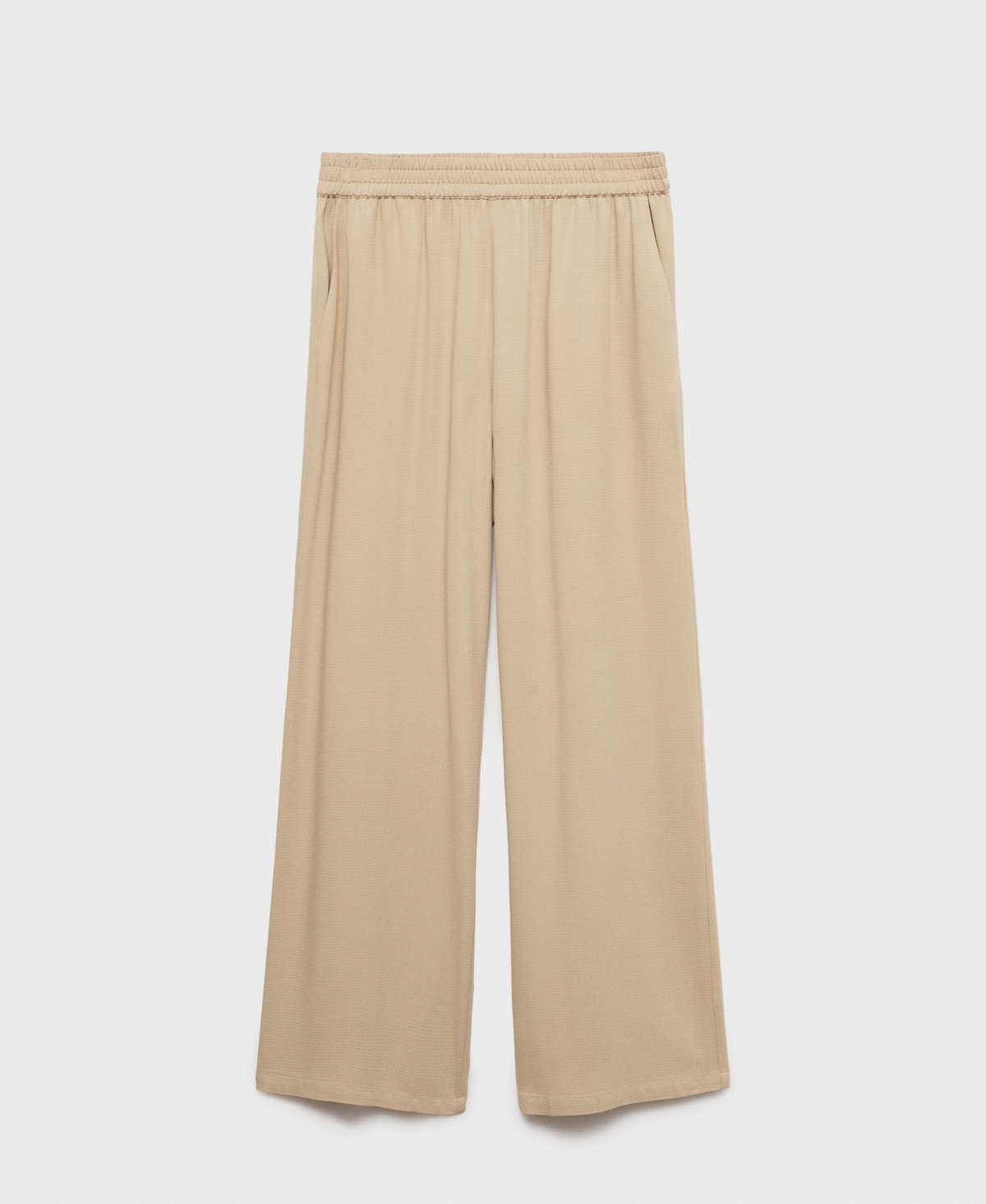 Mango Pull On Wide Leg Pants In Sand