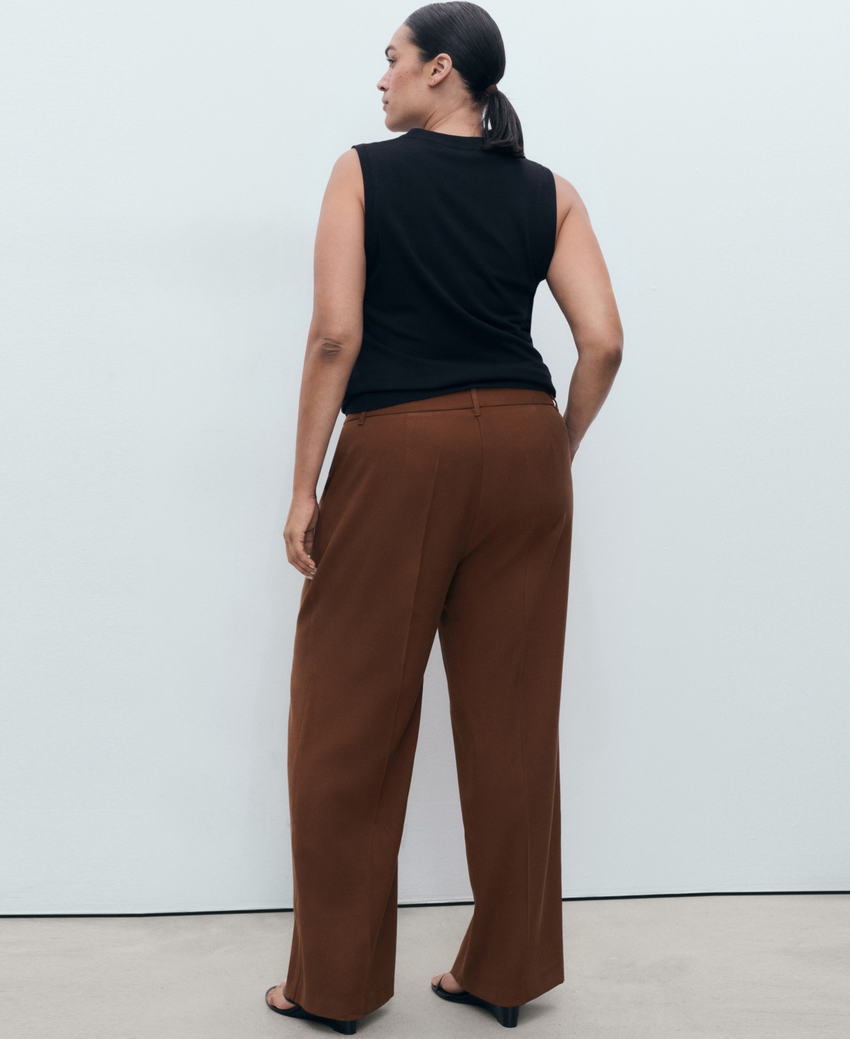 Mango Carlos Wide Leg Pants In Brown