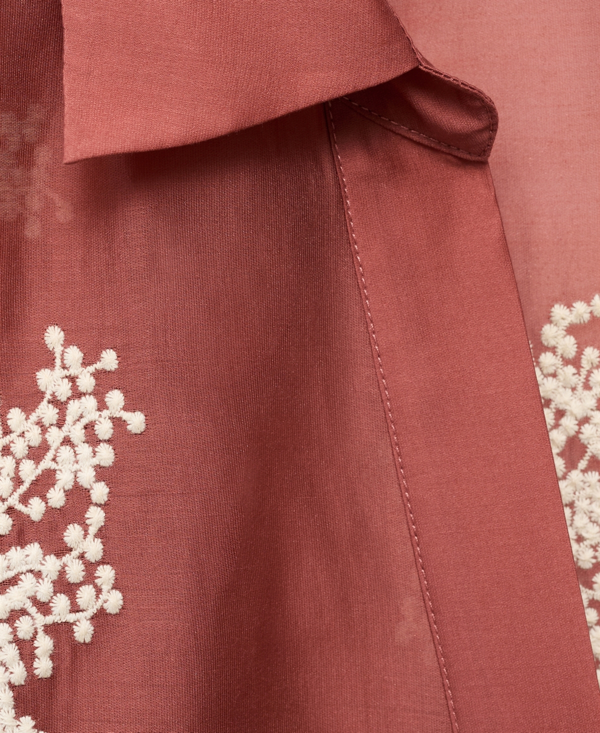 Mango Embroidered Semi-transparent Shirt Russet In Red