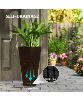 28" Tall Plastic Flower Pot, Set of 3, Large Outdoor & Indoor