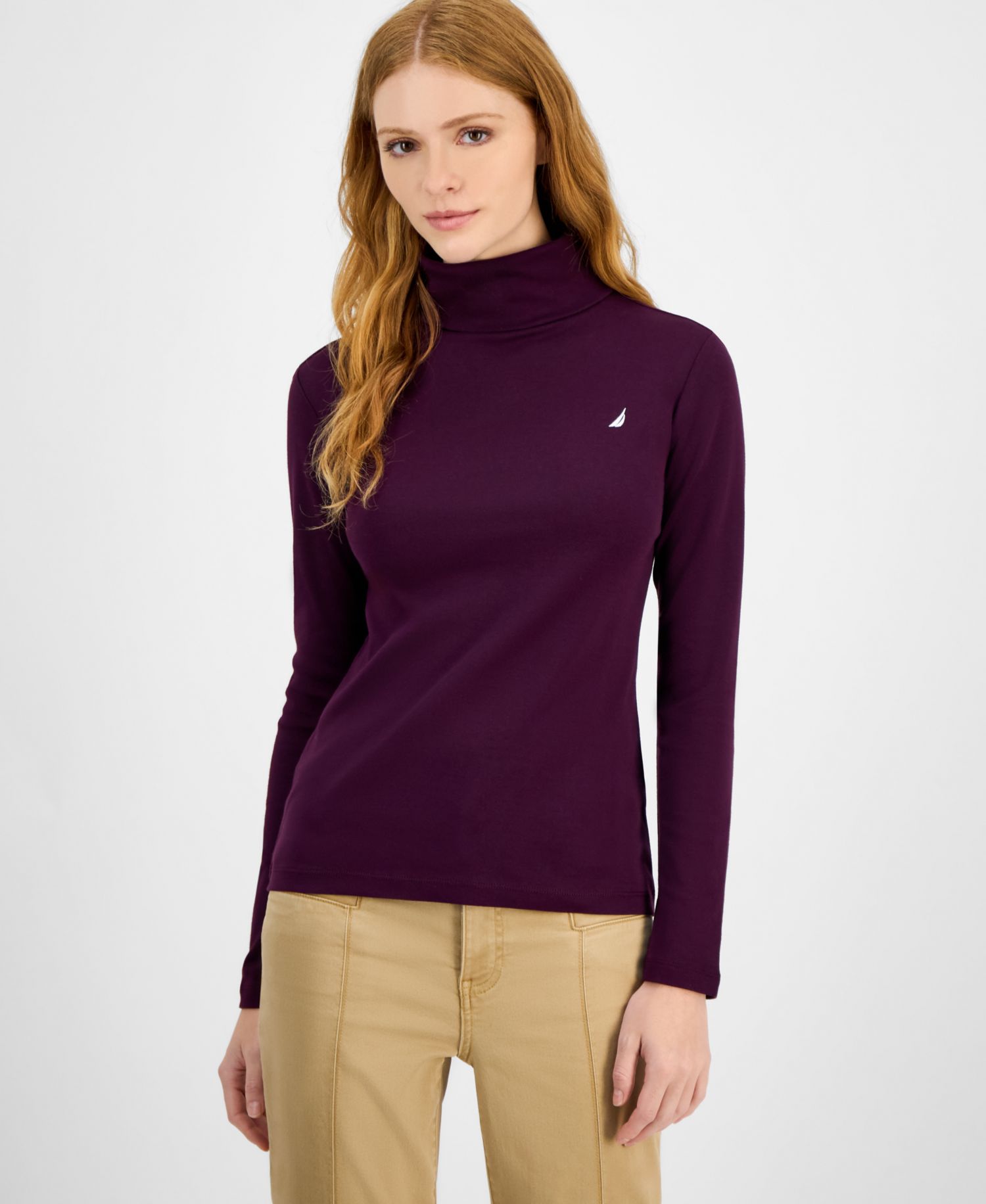Women's Cotton Turtleneck Long-Sleeve T-Shirt