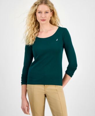Nautica Jeans - Women's Cotton Scoop-Neck Long-Sleeve T-shirt, Online Only