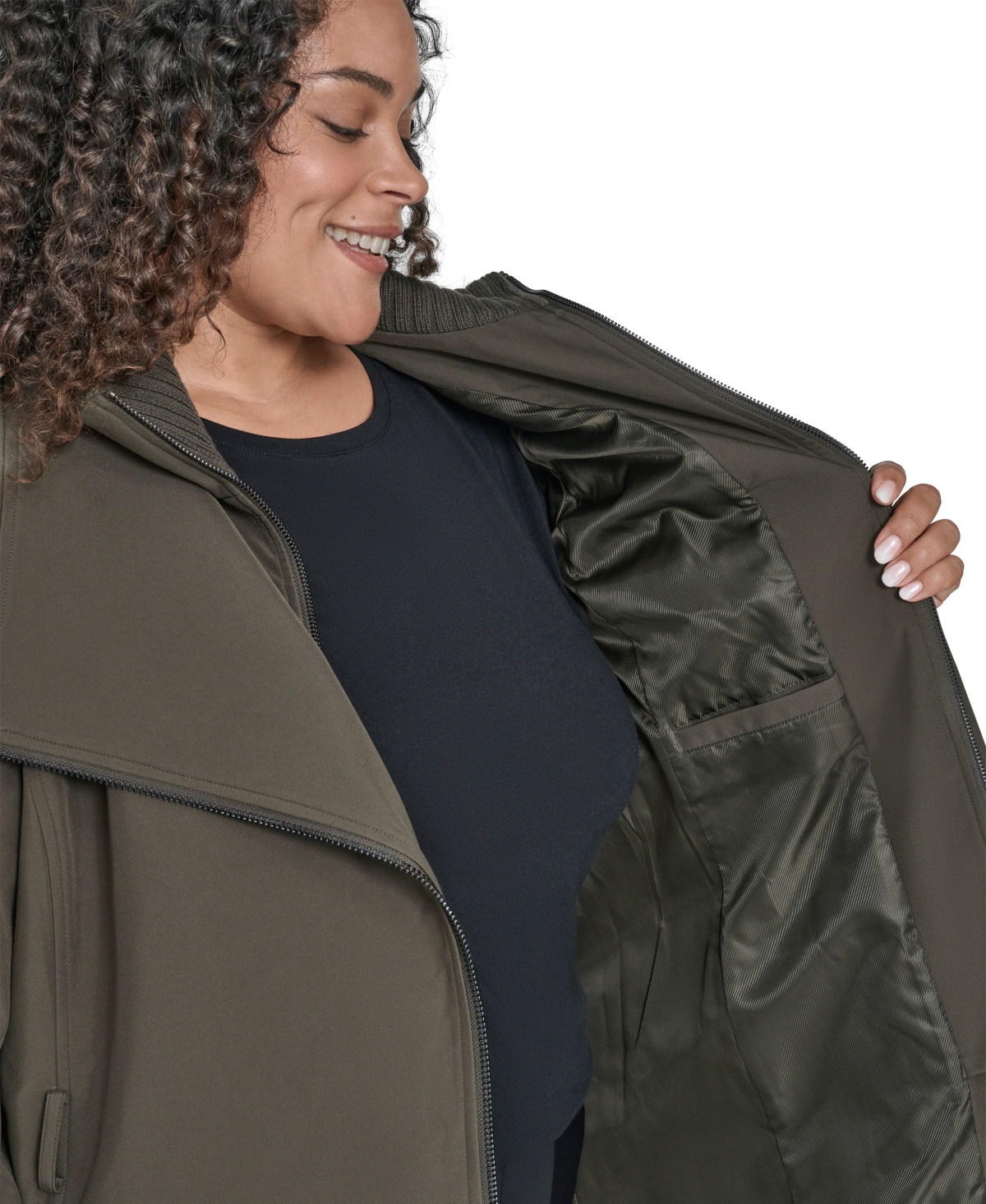 Calvin Klein Plus Size Belted Long-sleeve Wrap Coat, Created For Macy's In Brown