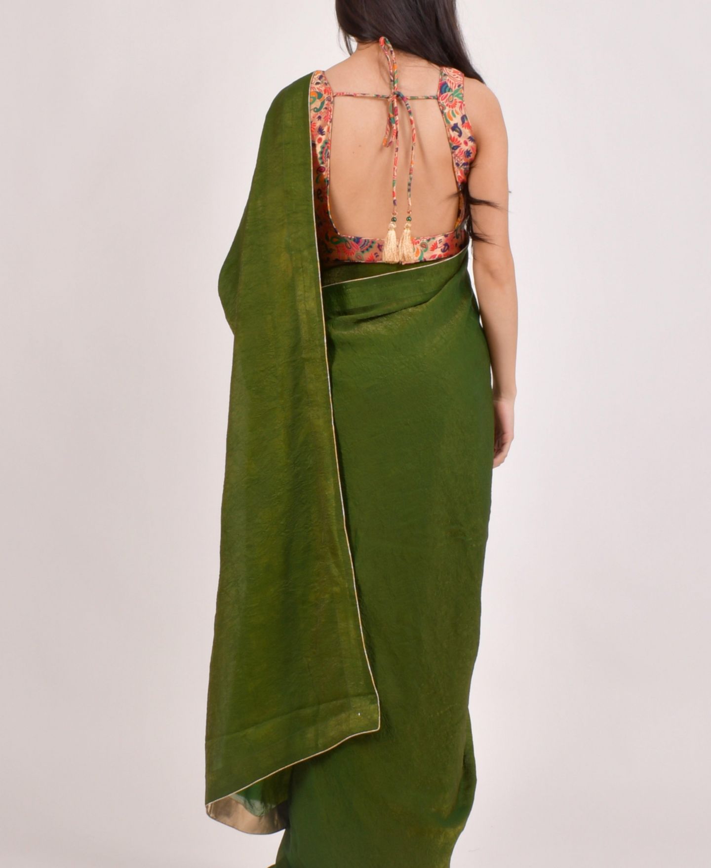 RAAS Women's Brocade Pre-Pleated Saree, цвет: Зелёный — фото 3