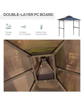 8' x 5' Barbecue Grill Gazebo Tent w/ Side Shelves PC Roof,