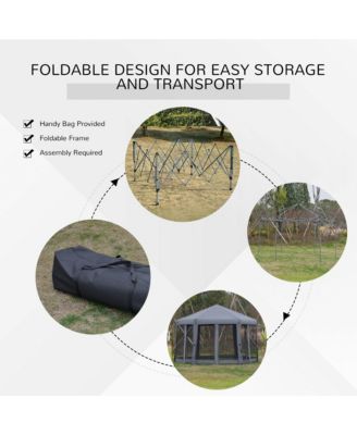 13' x 13' Pop Up Hexagonal Canopy Tent w/ Mesh Sidewalls,