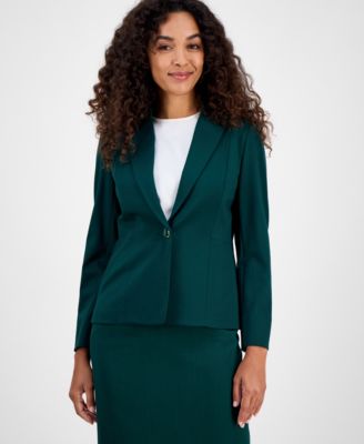 Plus Size Notched Collar One-Button Blazer