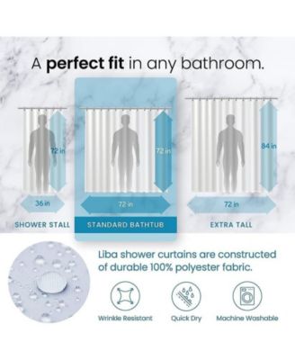 Cloth Fabric Shower Curtain, Heavy Duty Waterproof - 72" W x 72" H White
