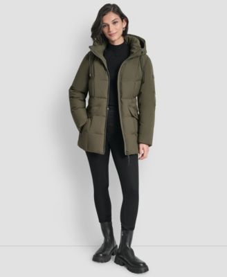 Women's Belted Hooded Puffer Coat