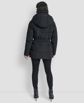 Women's Belted Hooded Puffer Coat