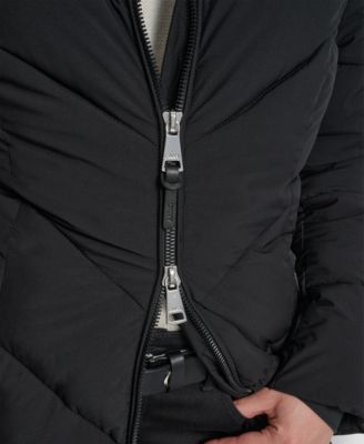 Women's Hooded Zip Front A-Line Maxi Puffer Coat