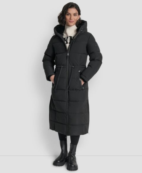 Женские куртки DKNY Women's Hooded Anorak Maxi Puffer Coat
