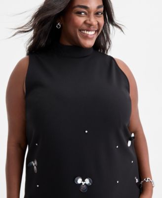 Trendy Plus Size Embellished Sleeveless Shift Dress, Macy's Exclusive