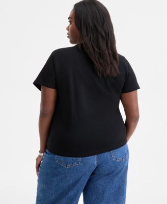 Trendy Plus Size Embellished Bow Cotton T-Shirt, Macy's Exclusive