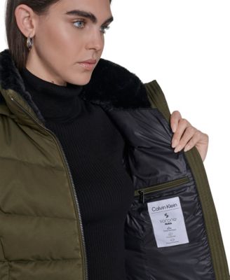 Women's Faux-Fur-Lined Hooded Puffer Coat