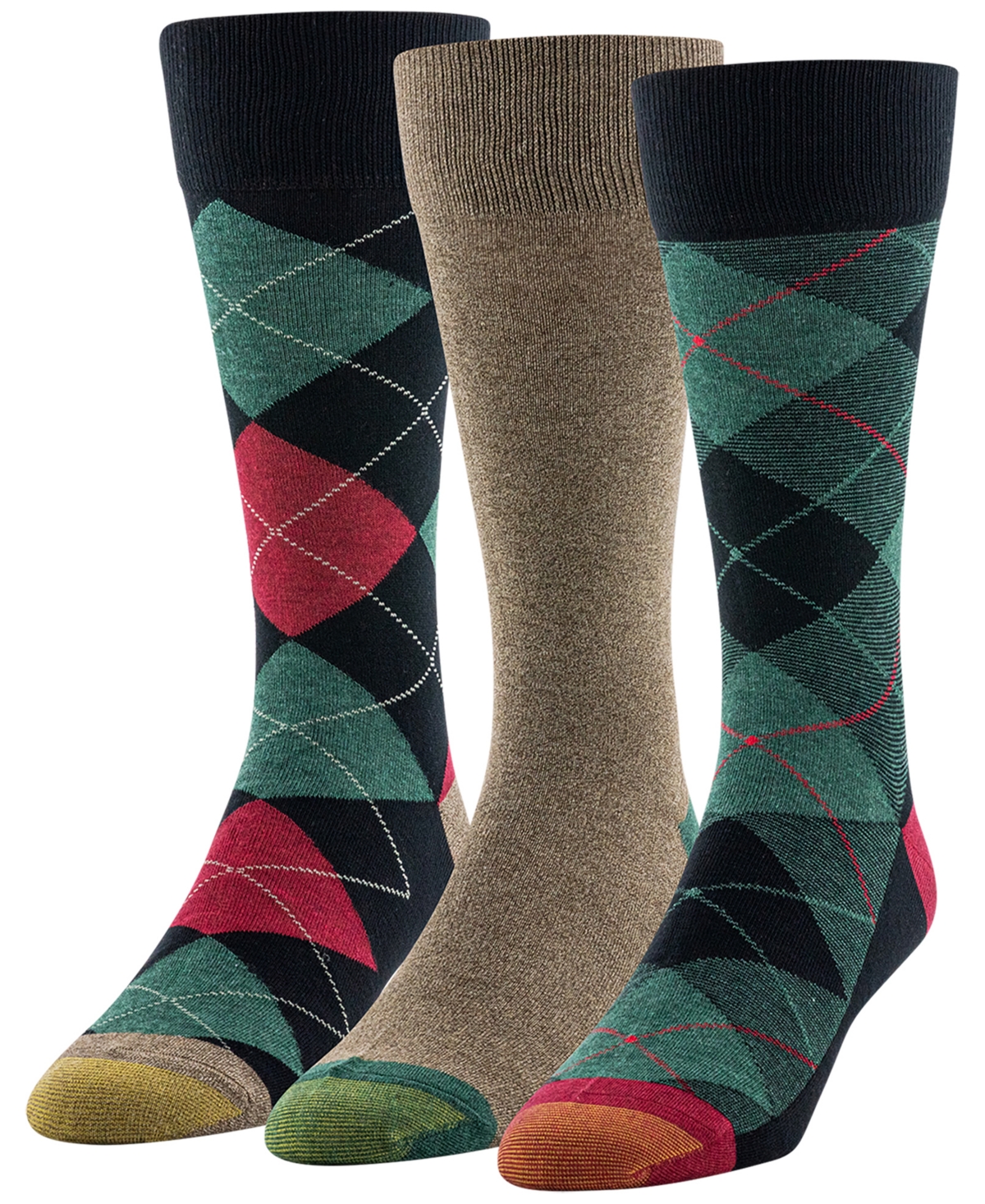 Gold Toe Men's 3-pack Holiday Plaid Reinforced Toe Crew Socks In Multi