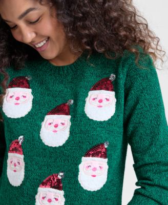 Petite Smiling Santas Sweater, Macy's Exclusive